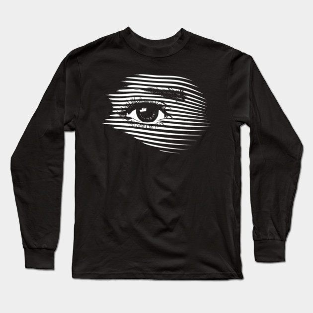 Mesmerizing Eye in Abstract Op Art Geometry Long Sleeve T-Shirt by TuncGK