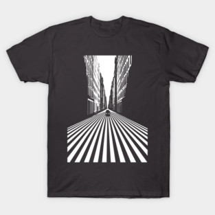 Endless Perspective Geometric Cityscape Op Art Design T-Shirt