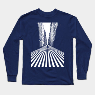 Endless Perspective Geometric Cityscape Op Art Design Long Sleeve T-Shirt