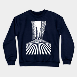Endless Perspective Geometric Cityscape Op Art Design Crewneck Sweatshirt