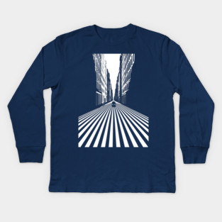 Endless Perspective Geometric Cityscape Op Art Design Kids Long Sleeve T-Shirt