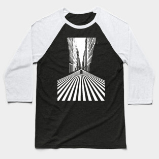 Endless Perspective Geometric Cityscape Op Art Design Baseball T-Shirt