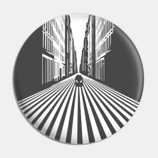 Endless Perspective Geometric Cityscape Op Art Design Pin