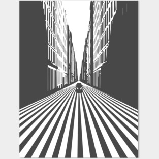 Endless Perspective Geometric Cityscape Op Art Design Posters and Art