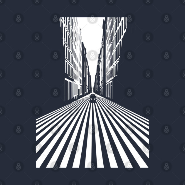 Endless Perspective Geometric Cityscape Op Art Design by TuncGK