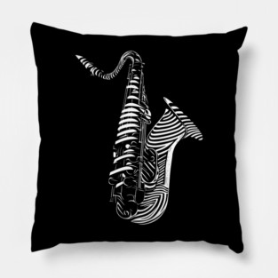 Abstract Saxophone Op Art Design for Music Enthusiasts Pillow