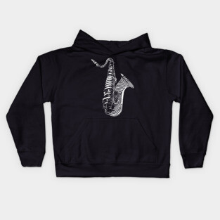 Abstract Saxophone Op Art Design for Music Enthusiasts Kids Hoodie