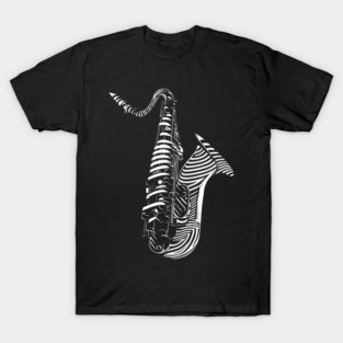 Abstract Saxophone Op Art Design for Music Enthusiasts T-Shirt
