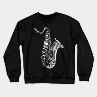 Abstract Saxophone Op Art Design for Music Enthusiasts Crewneck Sweatshirt