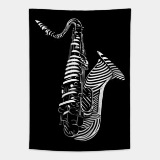 Abstract Saxophone Op Art Design for Music Enthusiasts Tapestry