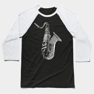 Abstract Saxophone Op Art Design for Music Enthusiasts Baseball T-Shirt