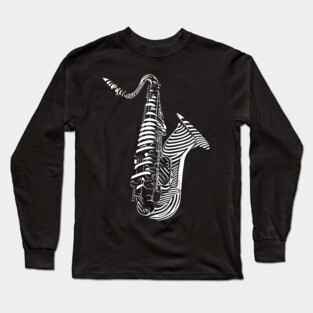 Abstract Saxophone Op Art Design for Music Enthusiasts Long Sleeve T-Shirt