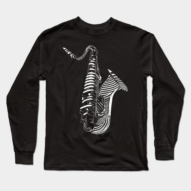 Abstract Saxophone Op Art Design for Music Enthusiasts Long Sleeve T-Shirt by TuncGK