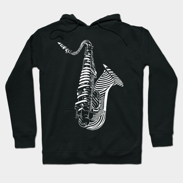Abstract Saxophone Op Art Design for Music Enthusiasts Hoodie by TuncGK