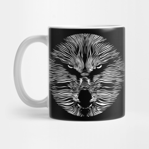 Fierce Geometric Wolf Op Art Design by TuncGK