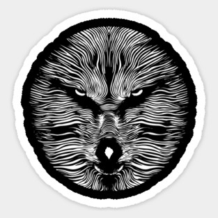 Fierce Geometric Wolf Op Art Design Magnet
