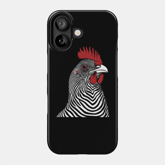 Striking Rooster Op Art Design in Bold Colors Phone Case by TuncGK