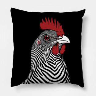 Striking Rooster Op Art Design in Bold Colors Pillow