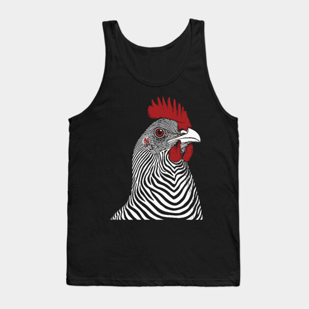 Striking Rooster Op Art Design in Bold Colors Tank Top by TuncGK