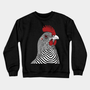 Striking Rooster Op Art Design in Bold Colors Crewneck Sweatshirt