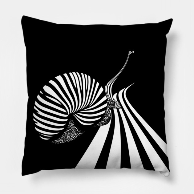 Snail Crossing the Road - Modern Art Pillow by TuncGK