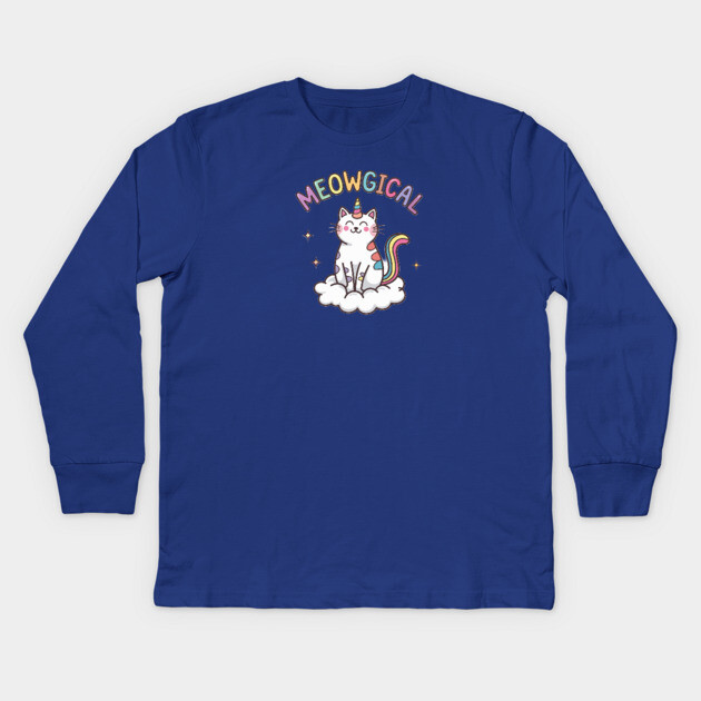 MEOWGICAL cat! Kids Long Sleeve T-Shirt by Pete the Cat Guy