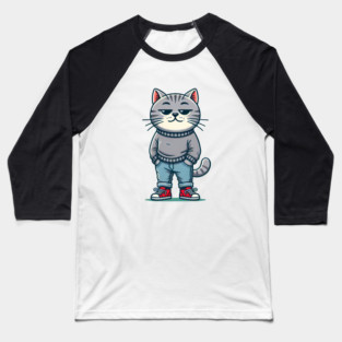 Funny Chilled Cat, Love Cats Baseball T-Shirt