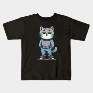 Funny Chilled Cat, Love Cats Kids T-Shirt