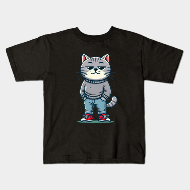 Funny Chilled Cat, Love Cats Kids T-Shirt by logiamerch