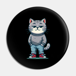 Funny Chilled Cat, Love Cats Pin