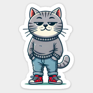 Funny Chilled Cat, Love Cats Sticker