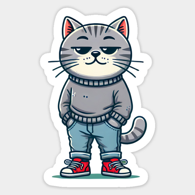 Funny Chilled Cat, Love Cats Sticker by logiamerch