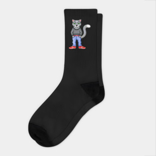 Funny Chilled Gray Cat, Love Cats Socks