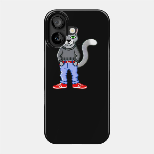 Funny Chilled Gray Cat, Love Cats Phone Case by logiamerch