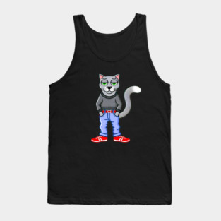 Funny Chilled Gray Cat, Love Cats Tank Top