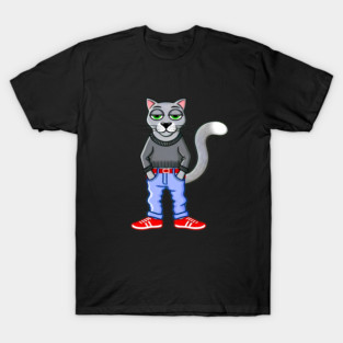 Funny Chilled Gray Cat, Love Cats T-Shirt
