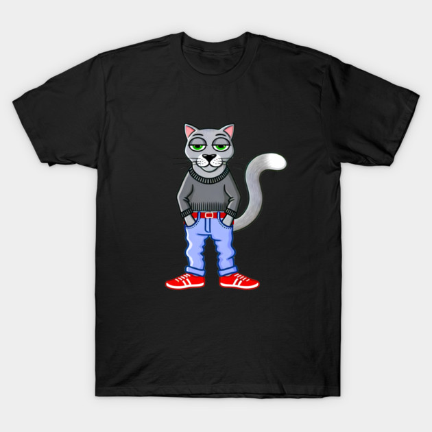 Funny Chilled Gray Cat, Love Cats T-Shirt by logiamerch