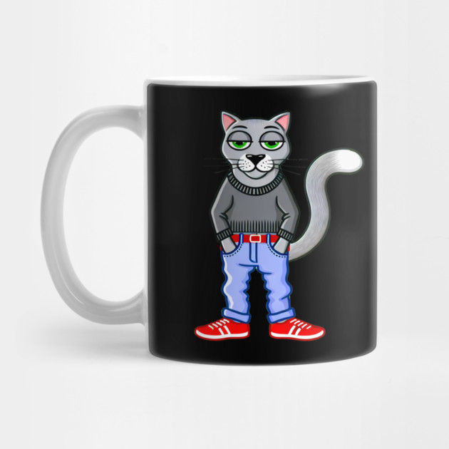 Funny Chilled Gray Cat, Love Cats by logiamerch