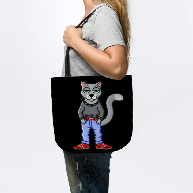 Funny Chilled Gray Cat, Love Cats by logiamerch