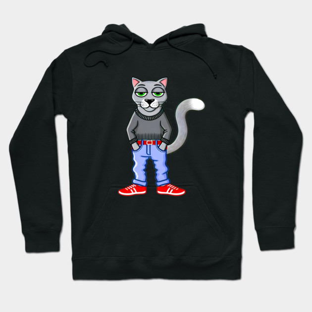 Funny Chilled Gray Cat, Love Cats Hoodie by logiamerch