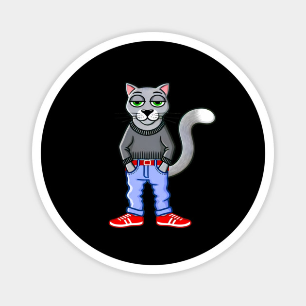 Funny Chilled Gray Cat, Love Cats Magnet by logiamerch