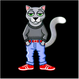 Funny Chilled Gray Cat, Love Cats Posters and Art