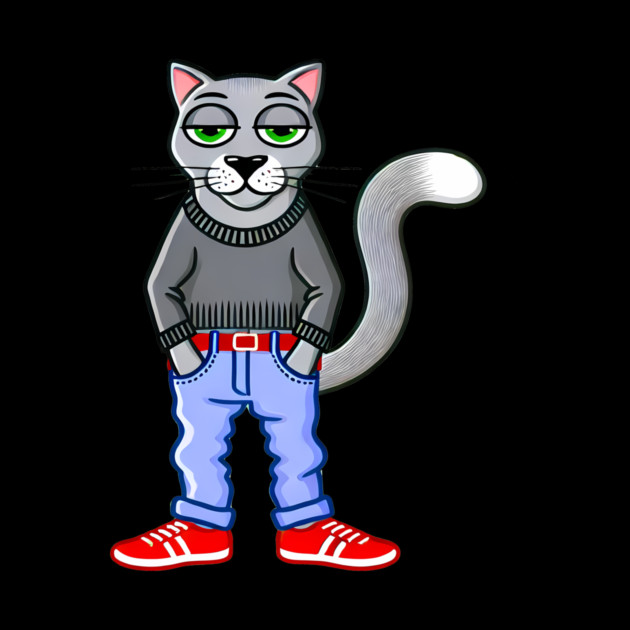 Funny Chilled Gray Cat, Love Cats by logiamerch