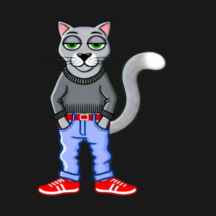 Funny Chilled Gray Cat, Love Cats T-Shirt