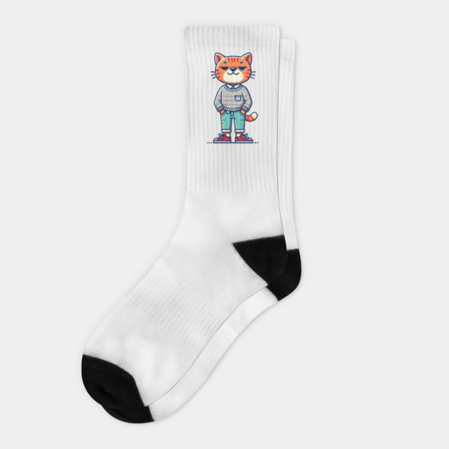 Funny Chilled Orange Cat, Love Cats Socks by logiamerch