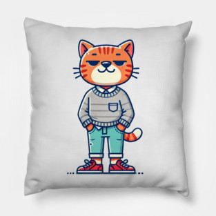 Funny Chilled Orange Cat, Love Cats Pillow