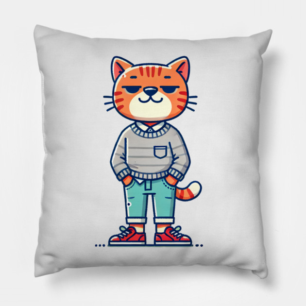 Funny Chilled Orange Cat, Love Cats Pillow by logiamerch
