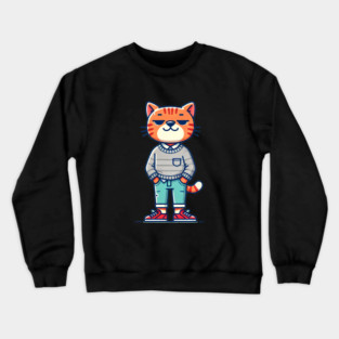Funny Chilled Orange Cat, Love Cats Crewneck Sweatshirt