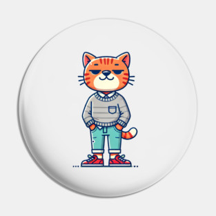 Funny Chilled Orange Cat, Love Cats Pin