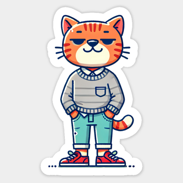 Funny Chilled Orange Cat, Love Cats Sticker by logiamerch